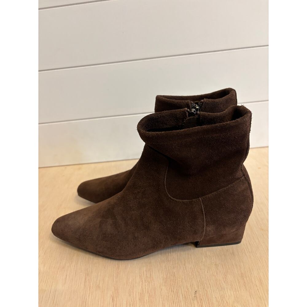 Jason Wu Pointy Toe Block Heel Genuine Leather Brown Suede Ankle Boots 8.5
